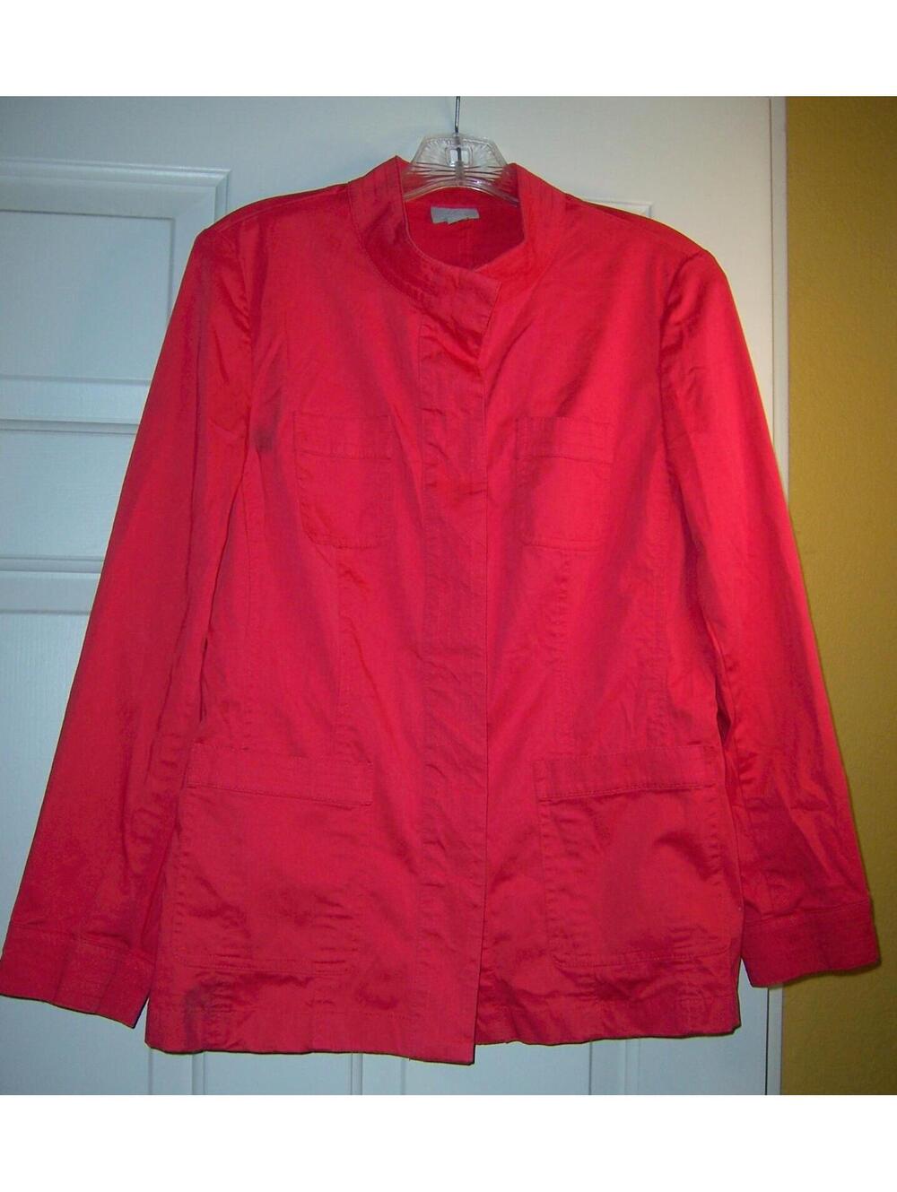 J. Jill Mandarin Collar Nehru Stretch Jacket - Red- Petite M
